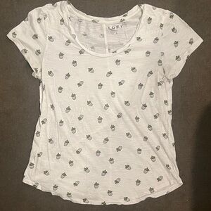 LOFT Cream Cactus Print Short Sleeve Tee